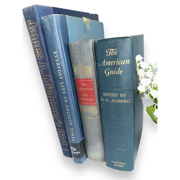 Vintage Decorative Books Shelf Staging Props Home Decor Set: BLUE OLD TONES - Picture 4 of 12